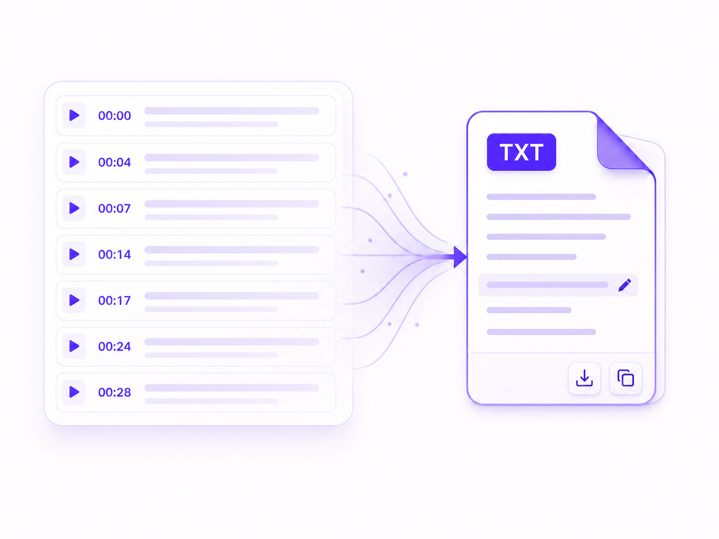 TXT transcript export option for saving edited video text